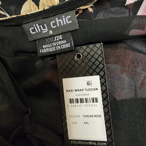 NWT City Chic Maxi Wrap Tuscan Rose XXL = 24 = 3X